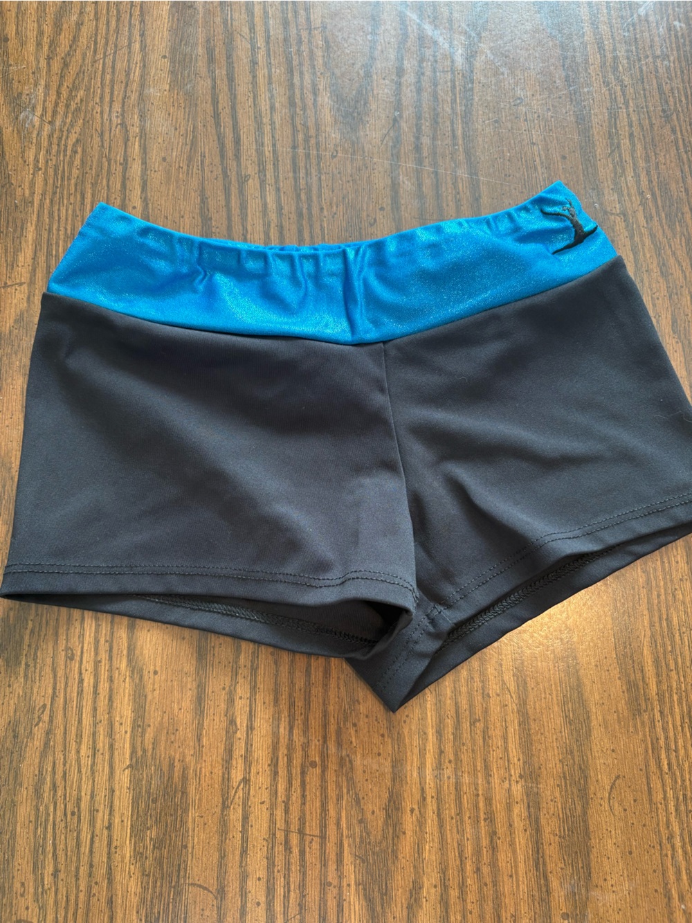 Kids Black Tumble Shorts with Bright Blue Elastic Waistband